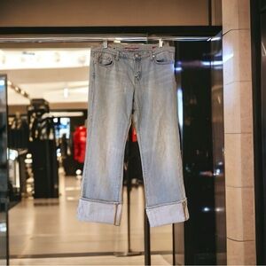 Trendy Bootcut/wide leg cuffed up jeans. Baby blue. Super soft and comfortable.